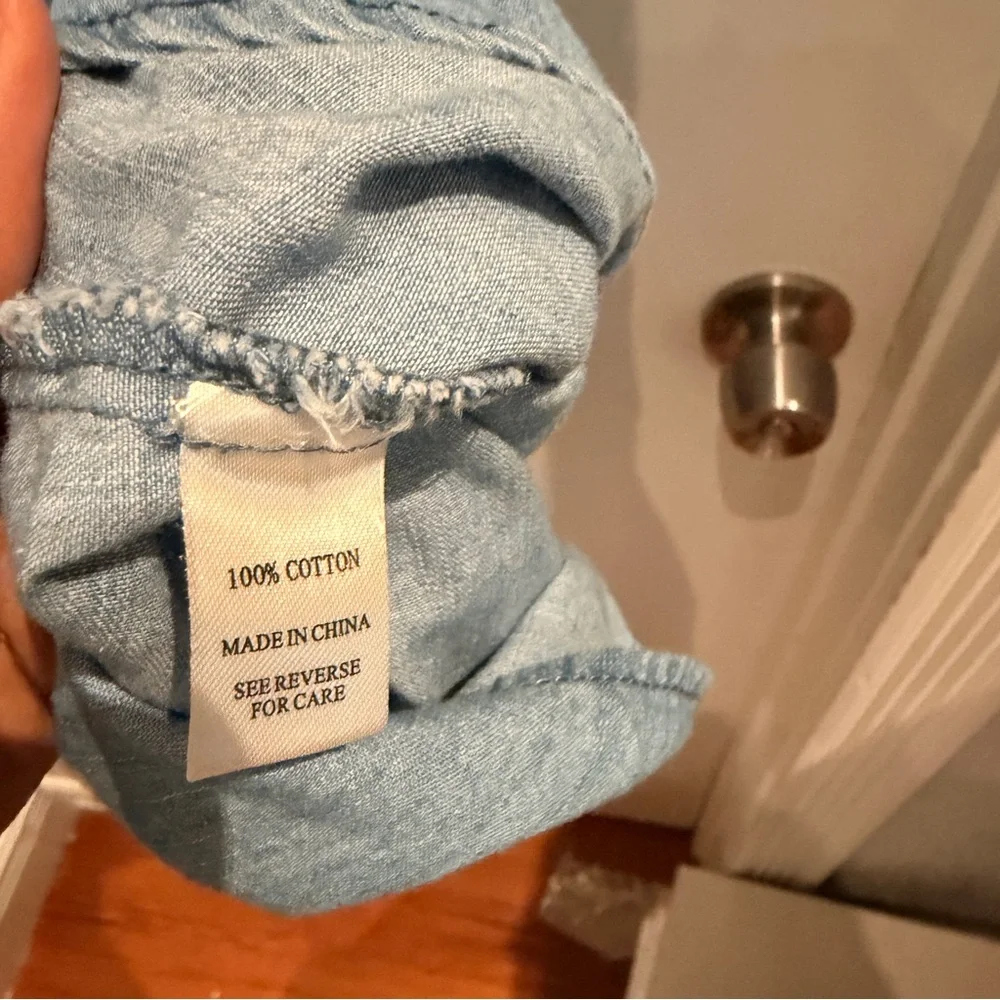 Light Denim Mini Dress with Button Front - Picture 5 of 6